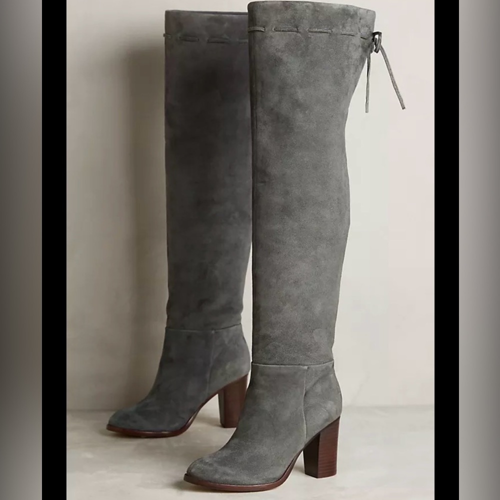 Anthropologie Splendid Darcie Knee Boots Leather Grey size 8